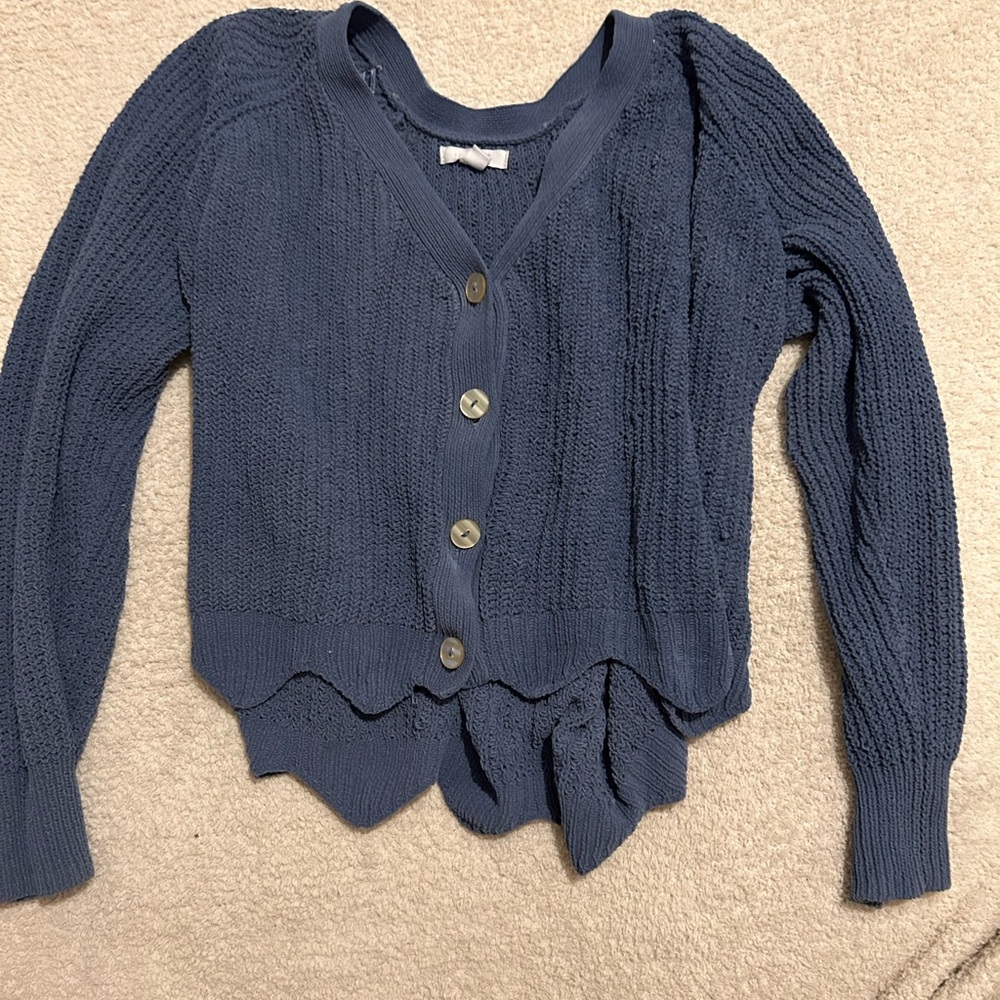 Women's Blue Button-Up Sweater
